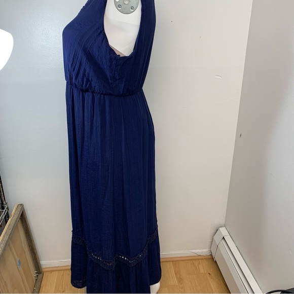 Avenue Maxi Dress Plus Sz 20 Gauzy Blue Sleeveless Ruffle Lined Flowy V Neck - Picture 4 of 12